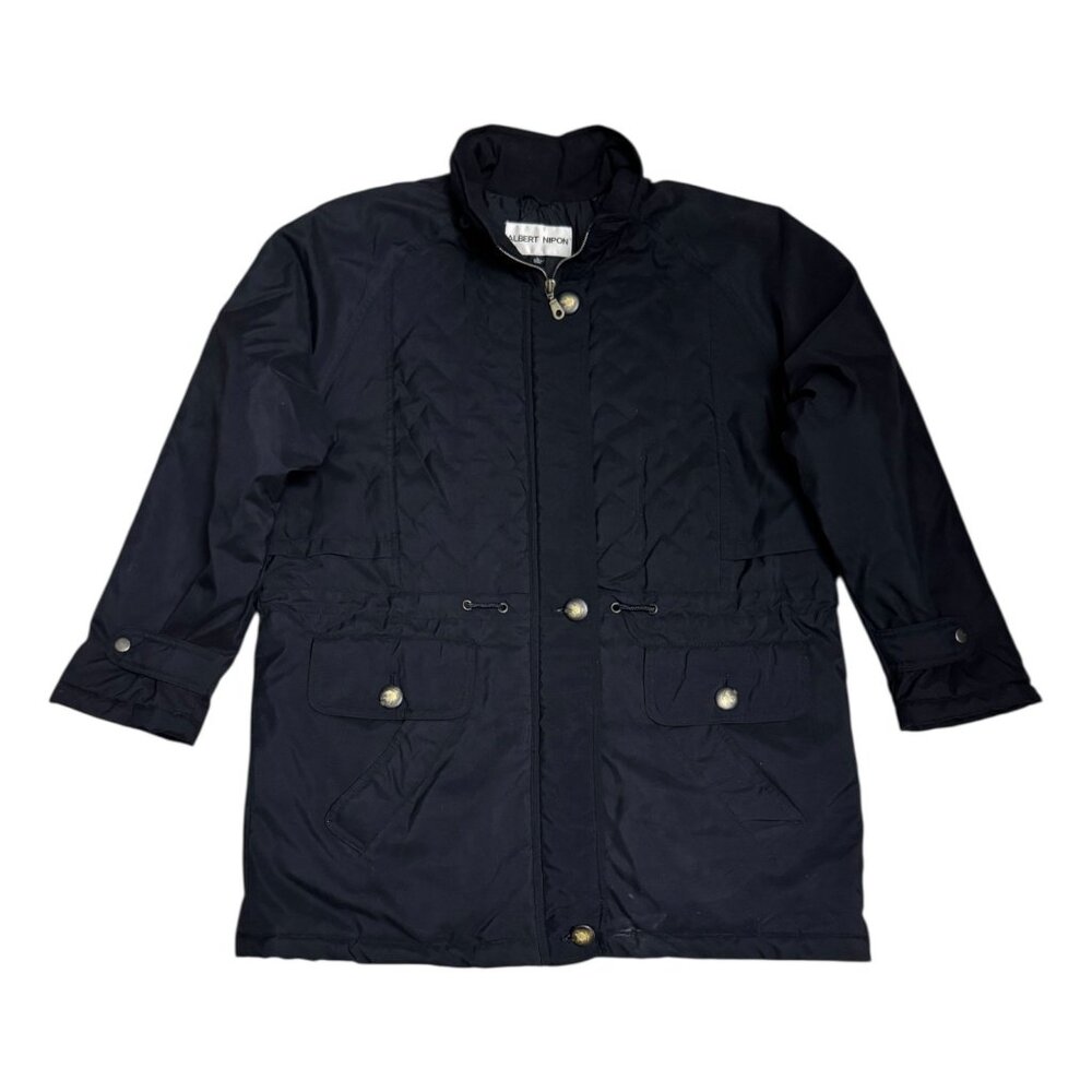 ALBERT NIPON Vintage 90s Luxury Designer Black Quilted Winter Coat Womens Large